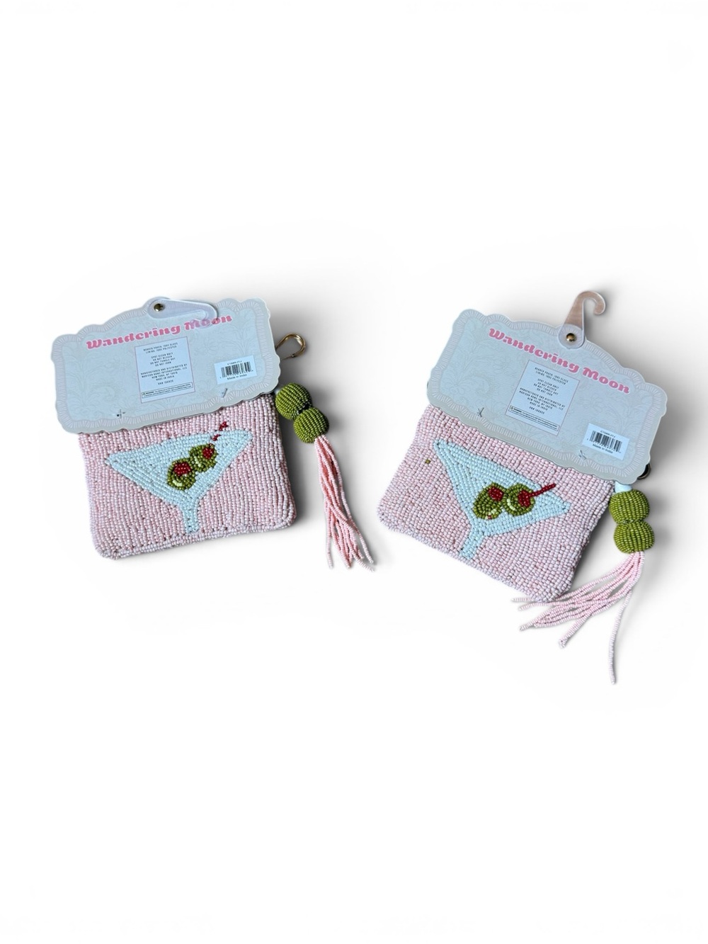 Set of 2!  VIRAL Beaded Pink Tassel Pouch with Martini Accents—NWT - Picture 2 of 2